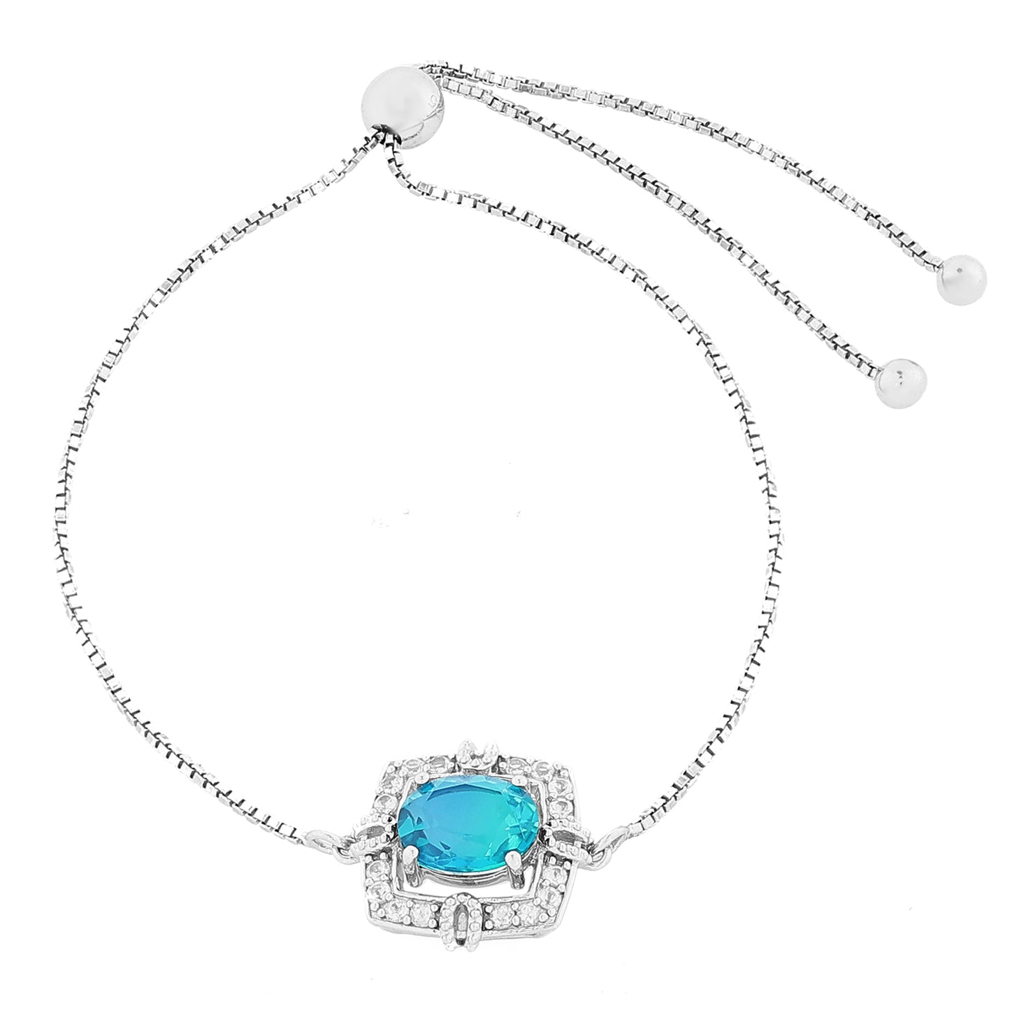 Silberarmband mit Pfauenquarz und weißem Topas