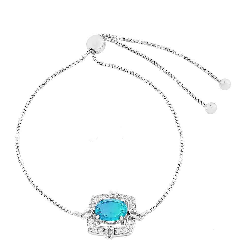 Silberarmband mit Pfauenquarz und weißem Topas 1 