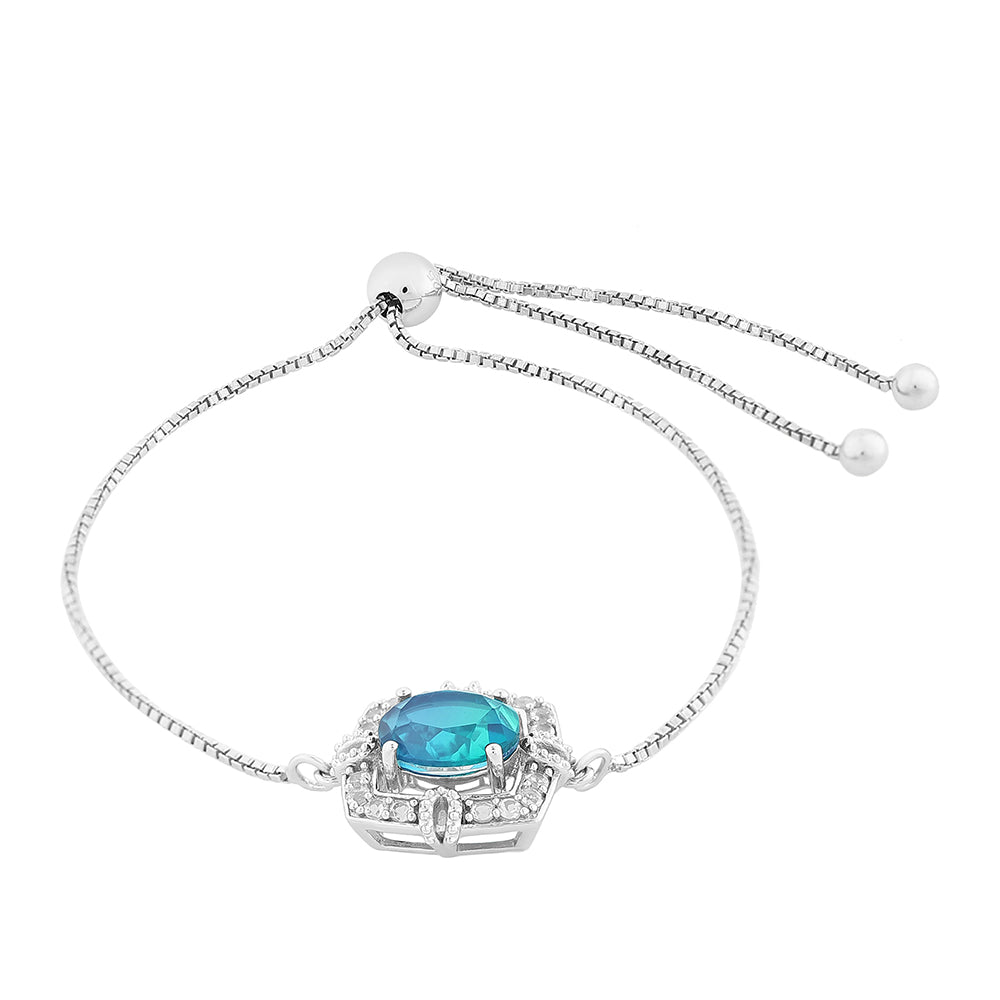 Silberarmband mit Pfauenquarz und weißem Topas 2 