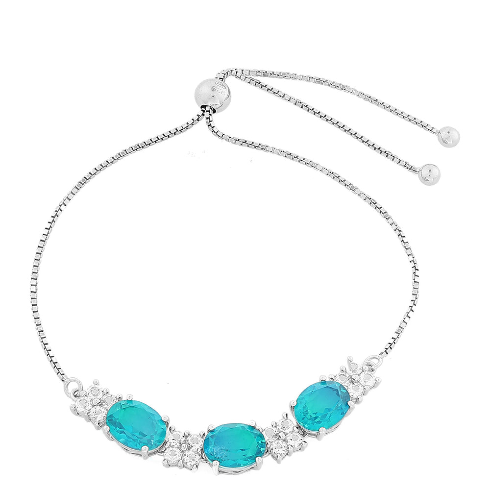 Silberarmband mit Pfauenquarz und weißem Topas