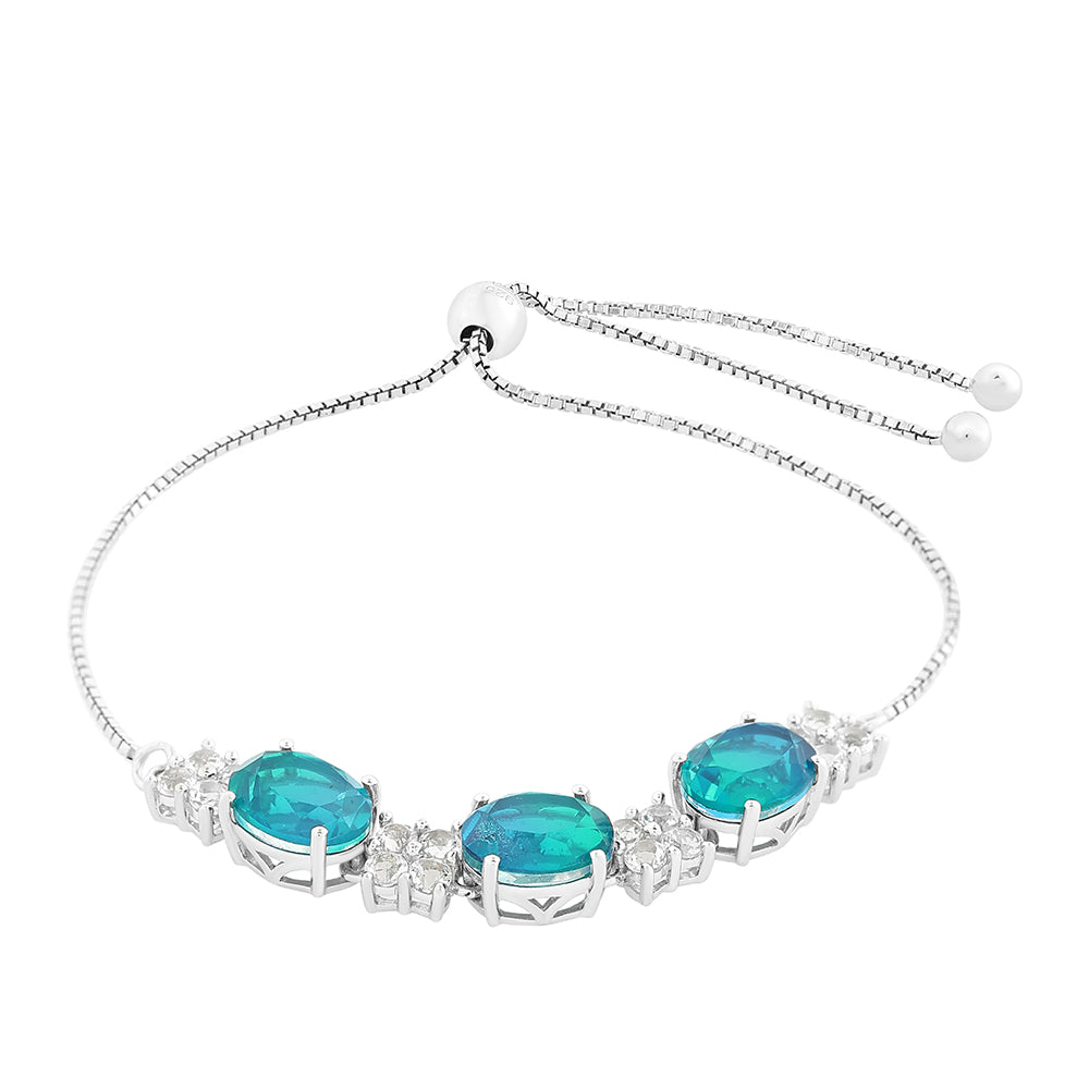 Silberarmband mit Pfauenquarz und weißem Topas 2 