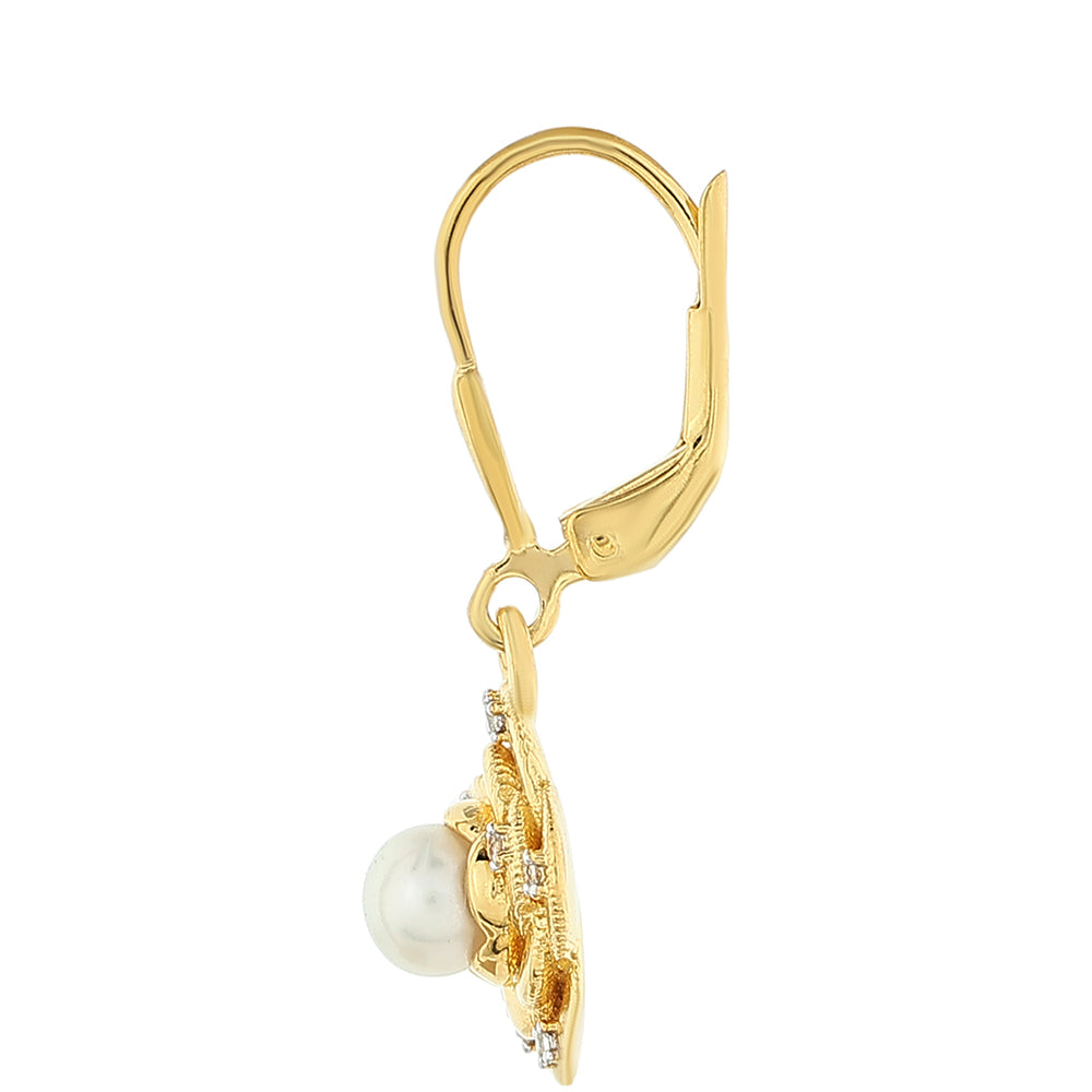 Goldplattierte Silberohrringe mit barocker Süßwasserzuchtperle und weißem Topas 2 
