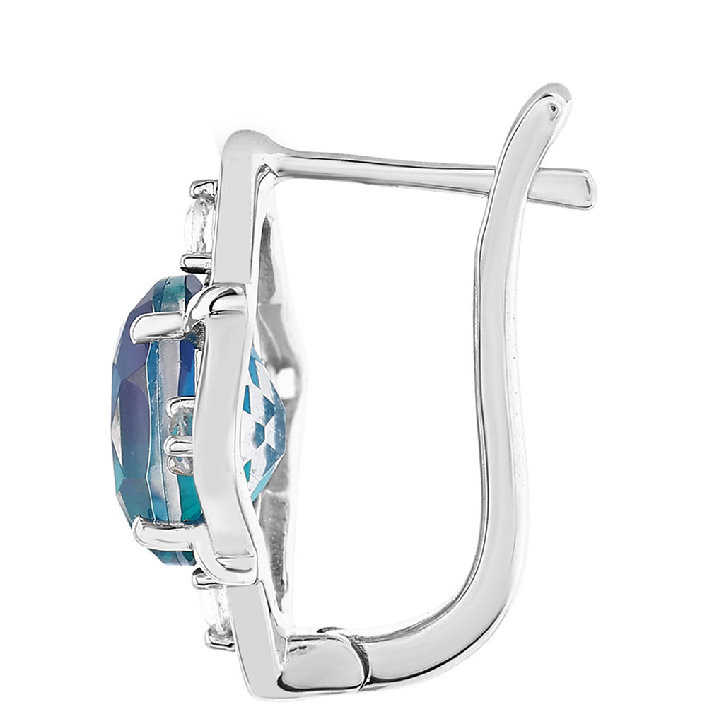 Silberohrringe mit Pfauenquarz und weißem Topas