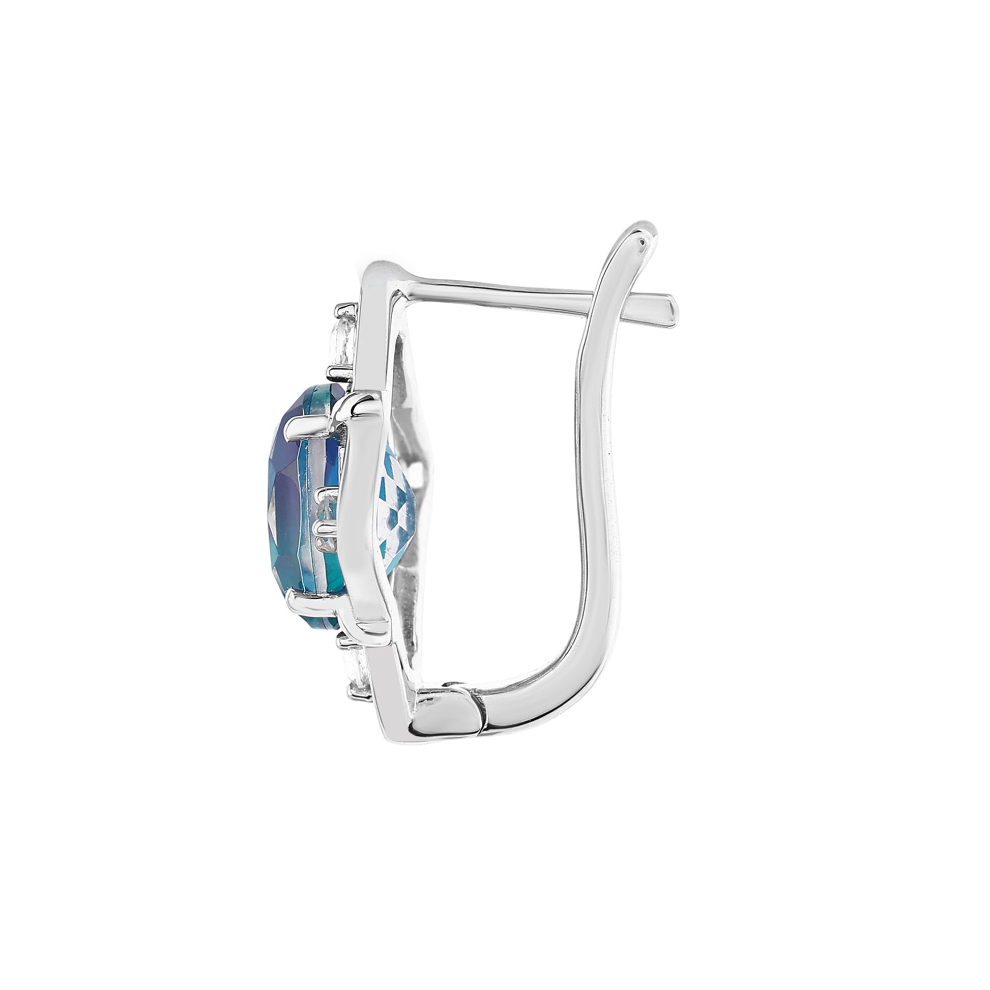 Silberohrringe mit Pfauenquarz und weißem Topas 3 