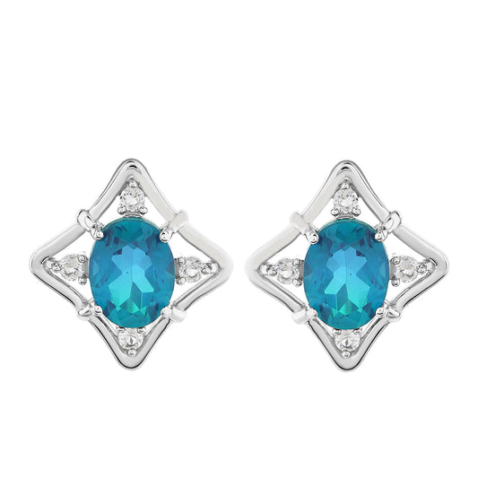 Silberohrringe mit Pfauenquarz und weißem Topas