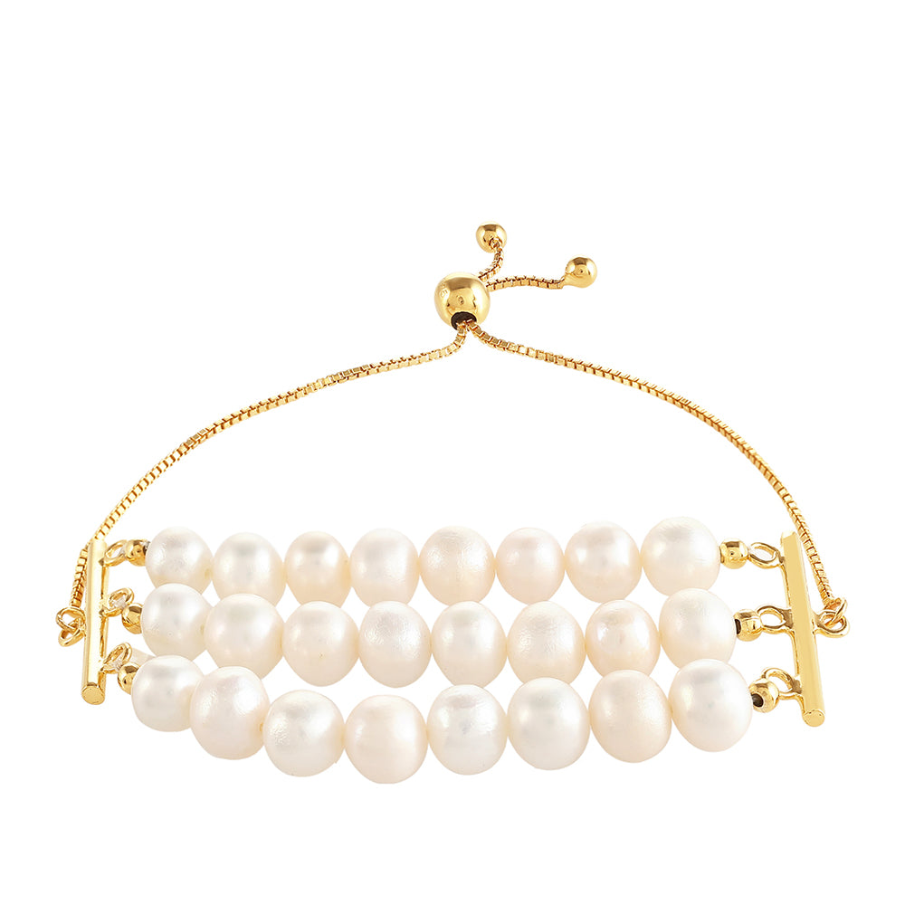 Goldplattiertes Silberarmband mit barocker Süßwasserzuchtperle 1 