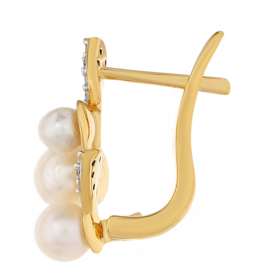 Goldplattierte Silberohrringe mit barocker Süßwasserzuchtperle und weißem Topas