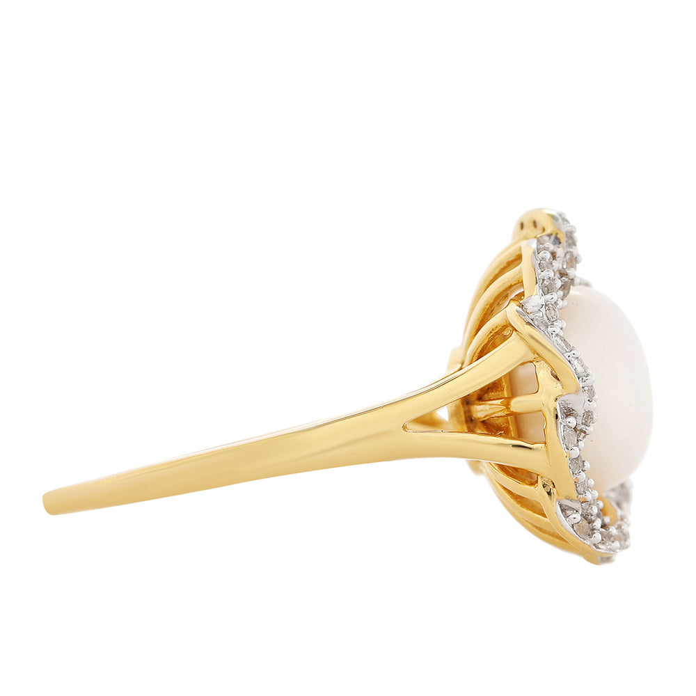 Goldplattierter Silberring mit barocker Süßwasserzuchtperle und weißem Topas 2 