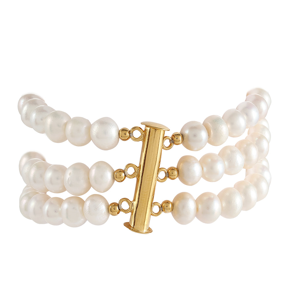 Goldplattiertes Silberarmband mit barocker Süßwasserzuchtperle