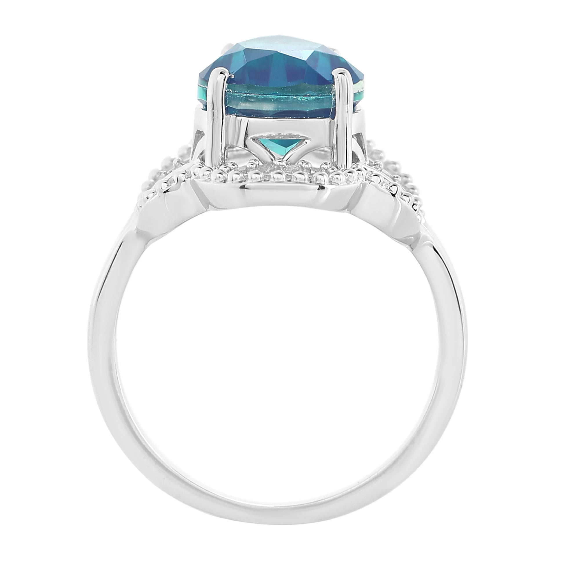 Silberring mit Pfauenquarz und weißem Topas 6 