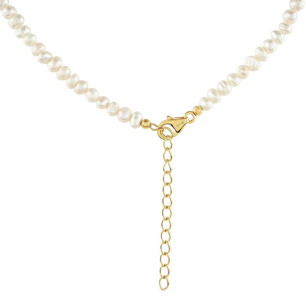 Goldplattierte Silberhalskette mit barocker Süßwasserzuchtperle
