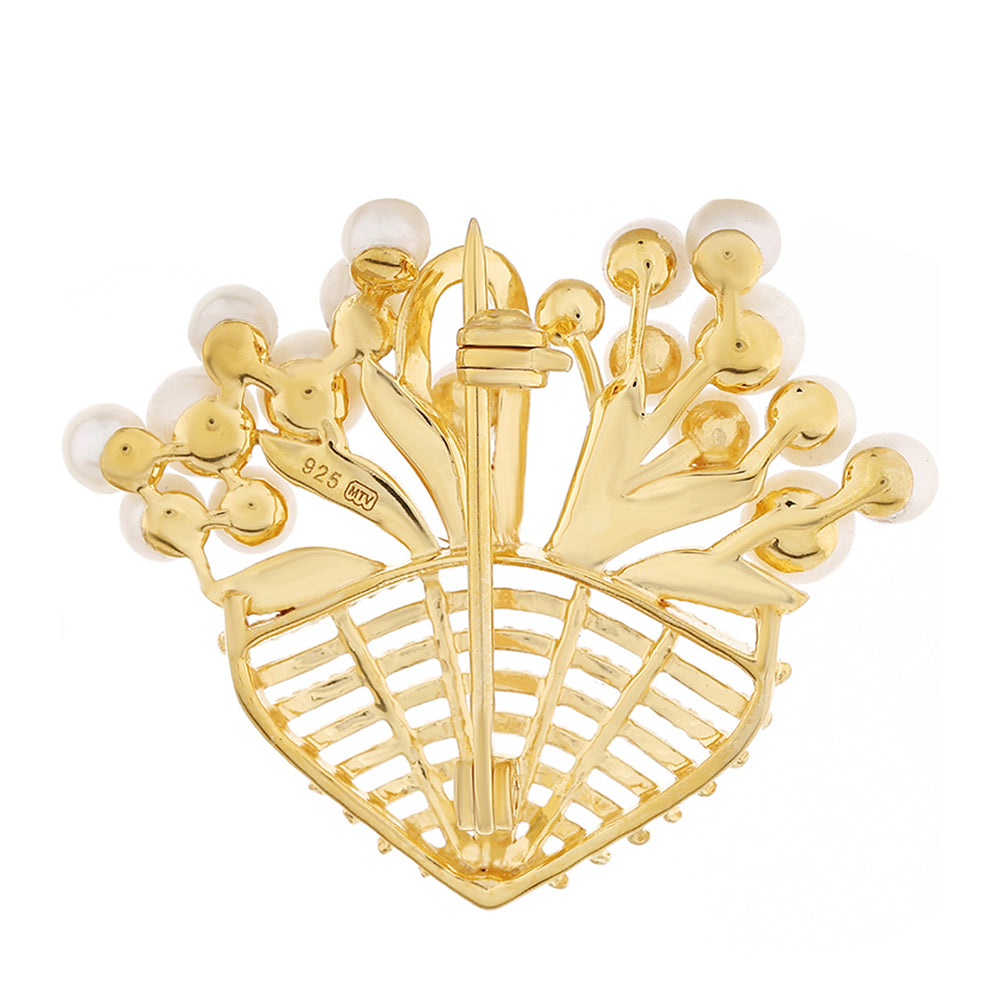 Goldplattierte Silberbrosche mit barocker Süßwasserzuchtperle 2 