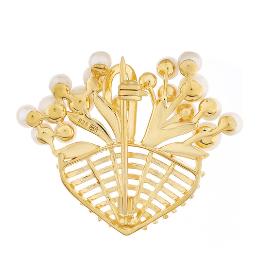 Goldplattierte Silberbrosche mit barocker Süßwasserzuchtperle