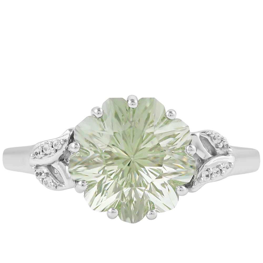 Silberring mit grünem Amethyst und natürlichem Zirkon 1 