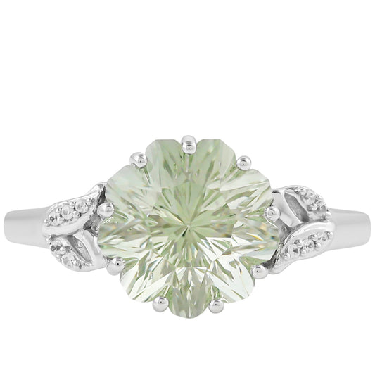 Silberring mit grünem Amethyst und natürlichem Zirkon