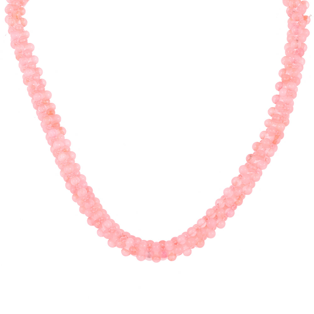 Silberhalskette mit Rosenquarz und weißem Topas 1 