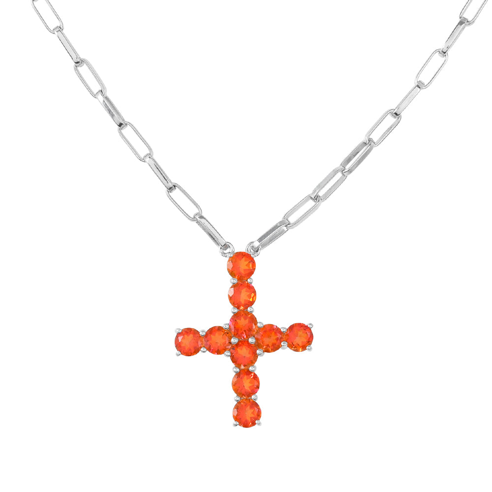 Silberhalskette mit Padparadscha Quarz 1 