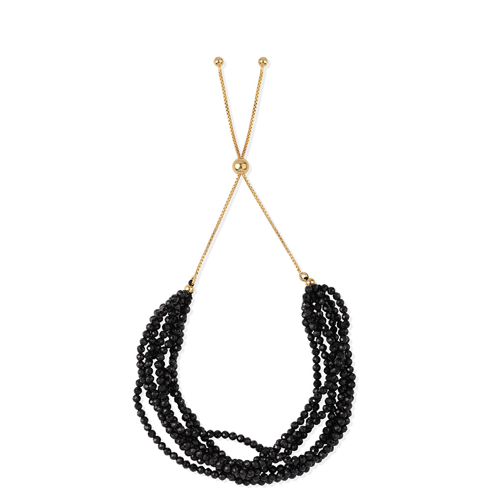 Goldplattiertes Silberarmband mit schwarzem Spinell 3 