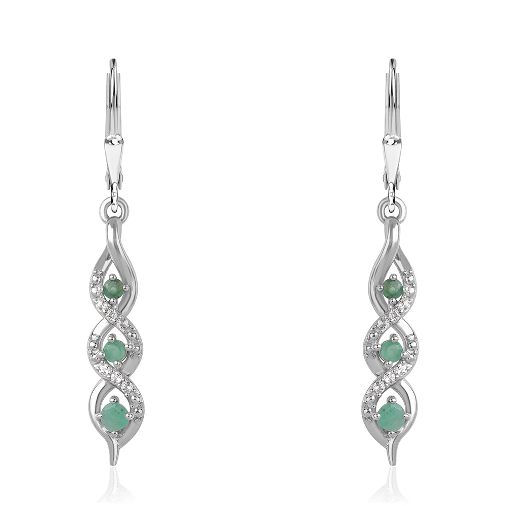 Silberohrringe mit brasilianischem Smaragd und weißem Topas 1 