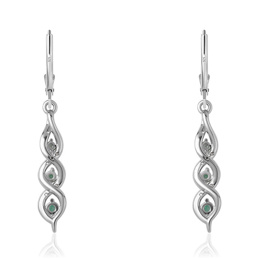 Silberohrringe mit brasilianischem Smaragd und weißem Topas