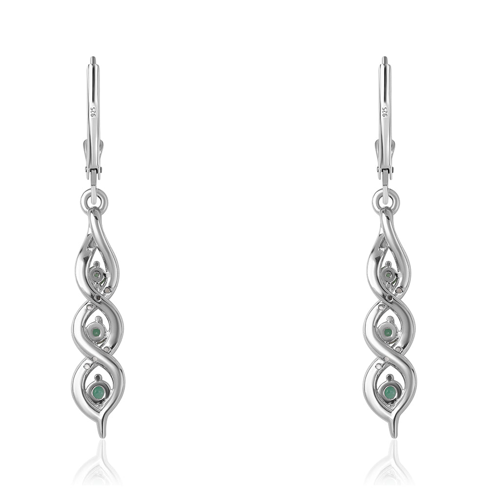 Silberohrringe mit brasilianischem Smaragd und weißem Topas 3 
