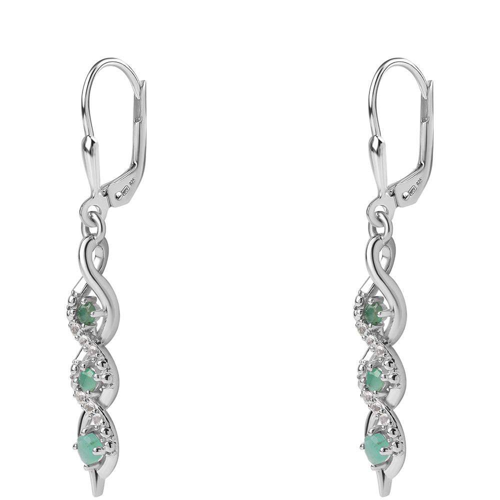 Silberohrringe mit brasilianischem Smaragd und weißem Topas 4 