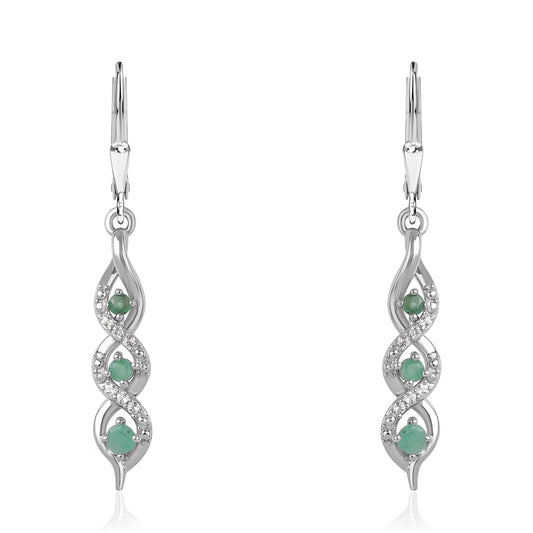 Silberohrringe mit brasilianischem Smaragd und weißem Topas