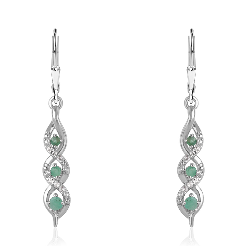 Silberohrringe mit brasilianischem Smaragd und weißem Topas 6 