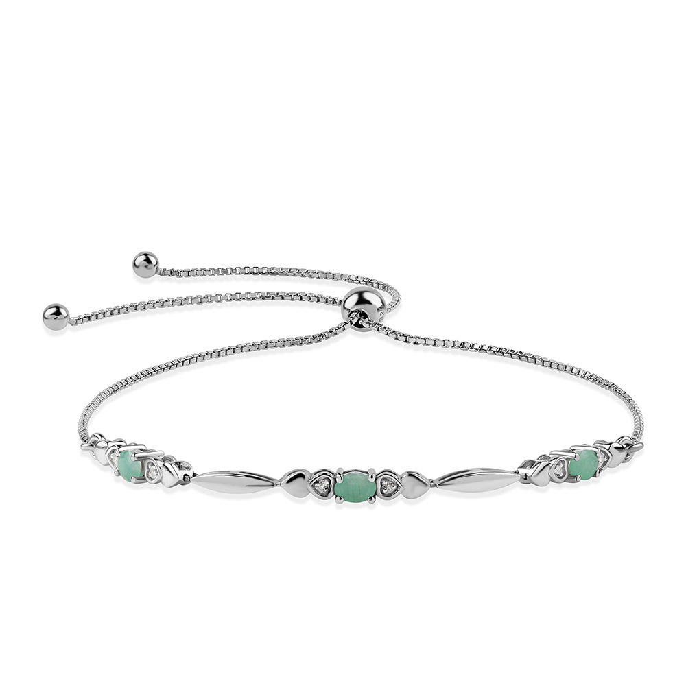 Silberarmband mit brasilianischem Smaragd und weißem Topas 1 