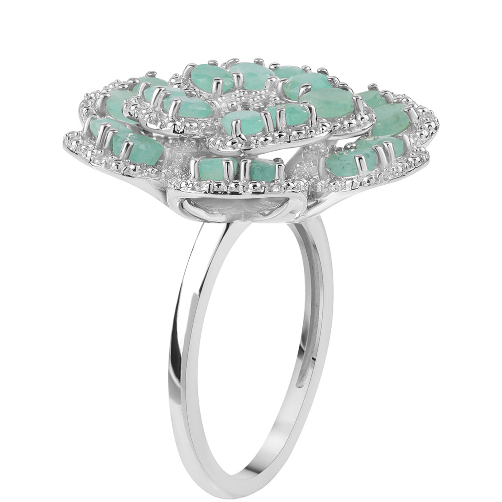 Silberring mit brasilianischem Smaragd und weißem Topas 3 