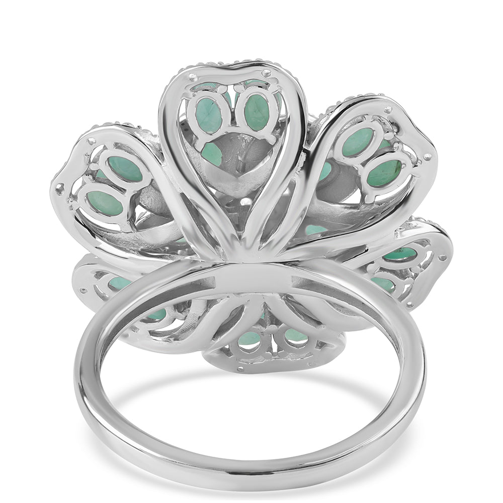 Silberring mit brasilianischem Smaragd und weißem Topas 4 