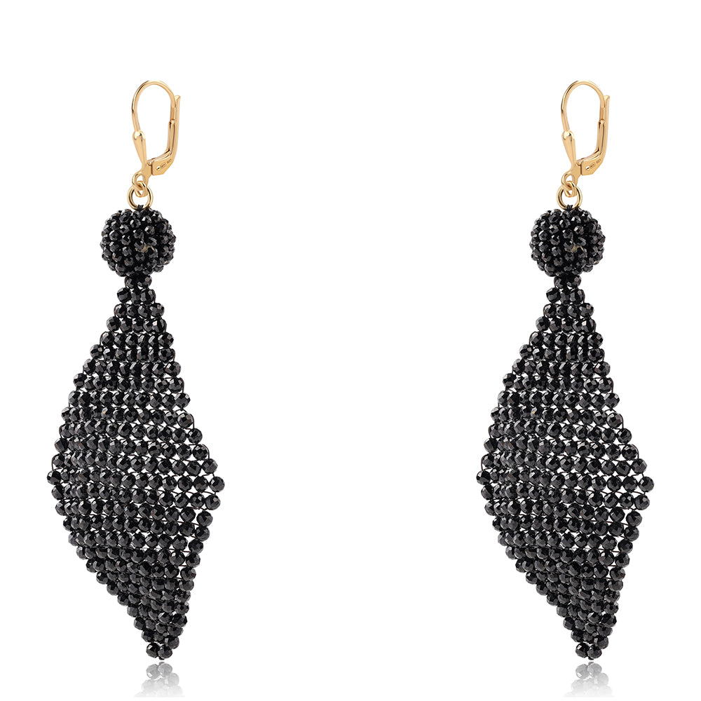 Goldplattierte Silberohrringe mit schwarzem Spinell 1 