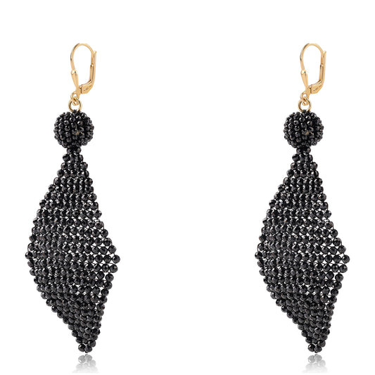 Goldplattierte Silberohrringe mit schwarzem Spinell