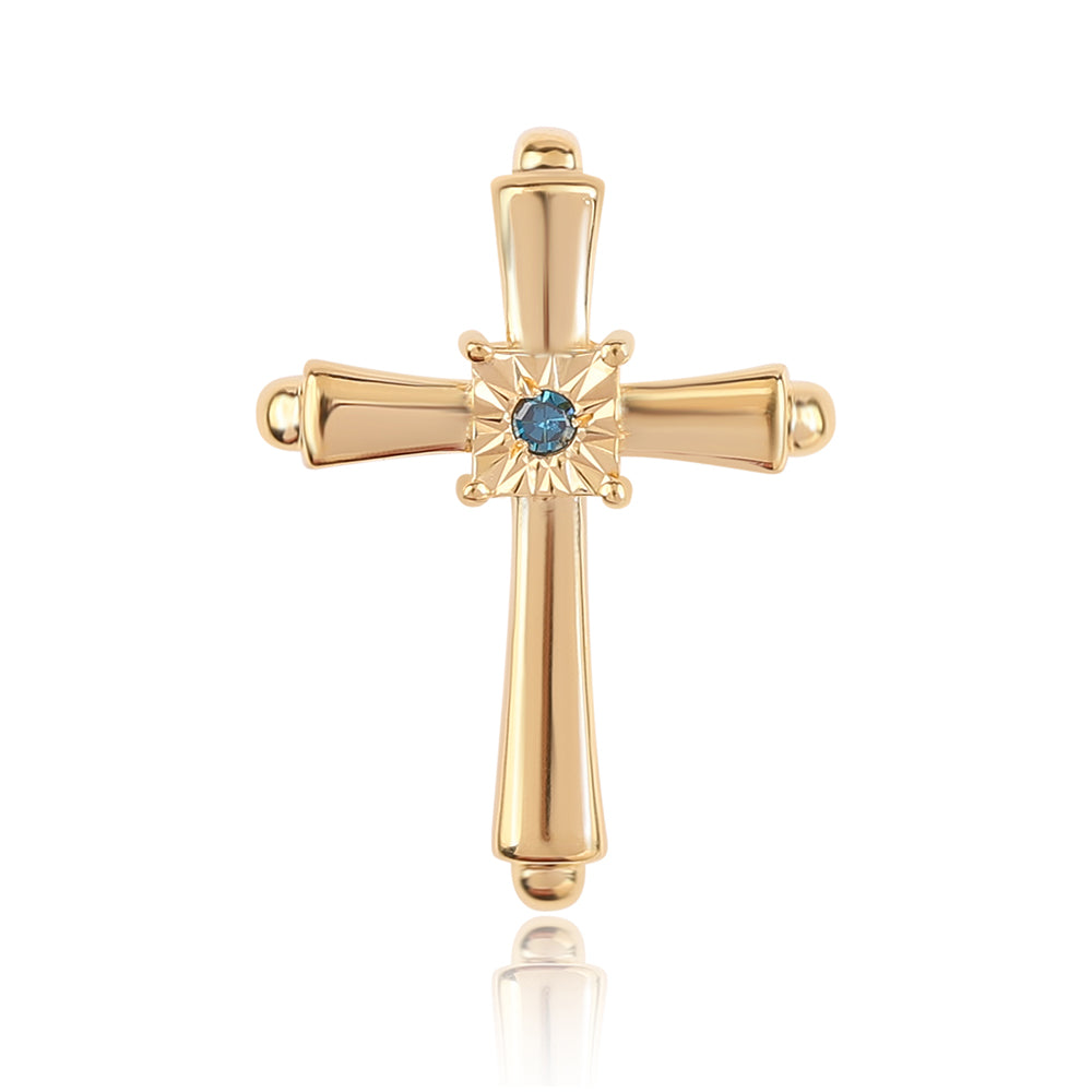 Goldplattierter Silberanhänger mit blauem Diamant 1 