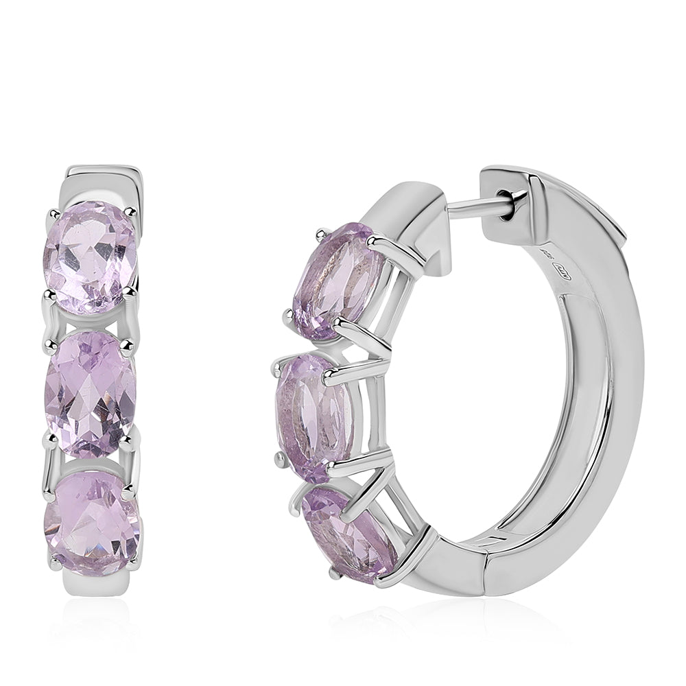 Silberohrringe mit Rose De France Amethyst 1 