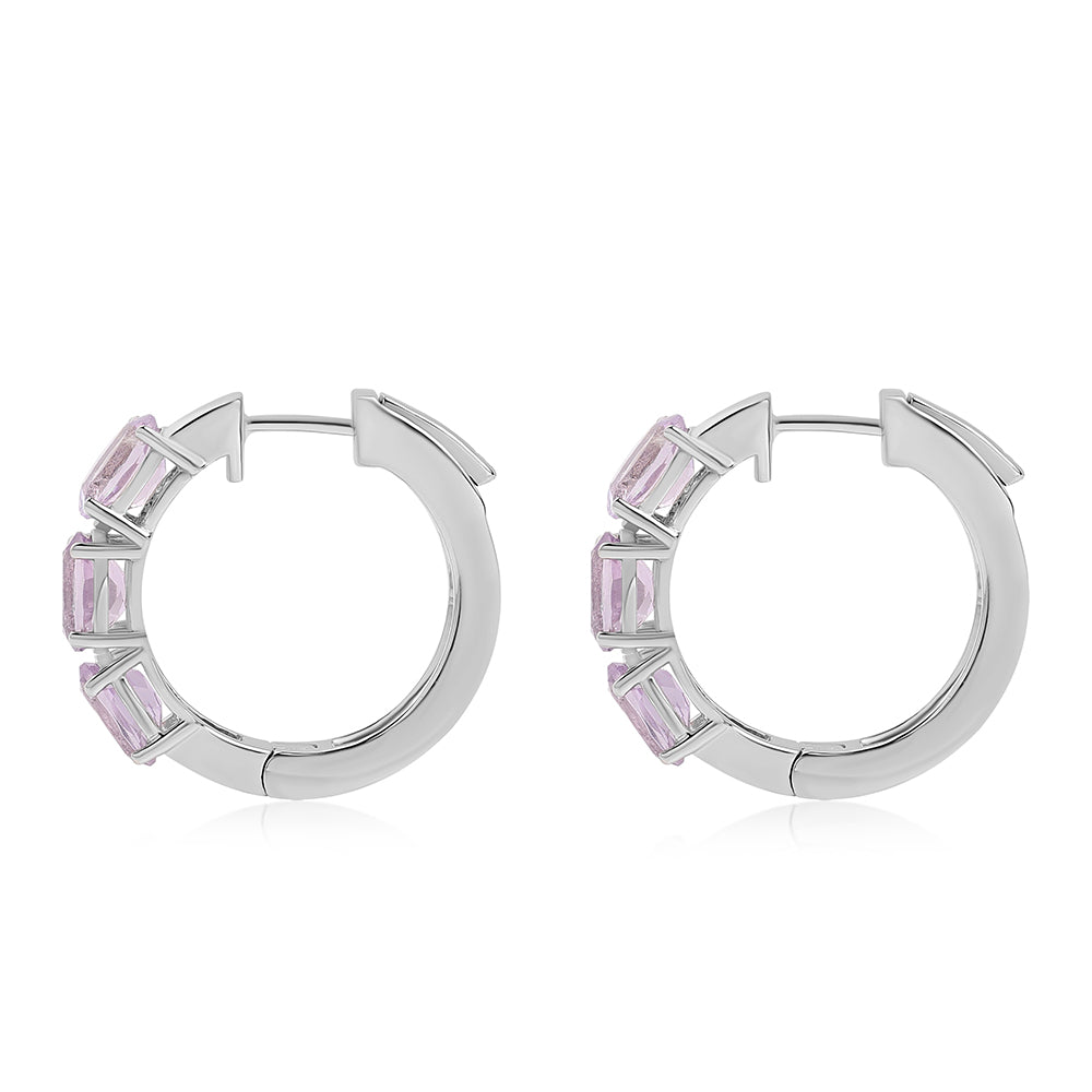 Silberohrringe mit Rose De France Amethyst