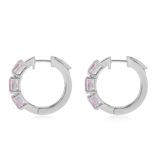 Silberohrringe mit Rose De France Amethyst