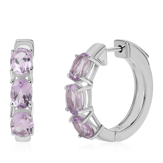 Silberohrringe mit Rose De France Amethyst