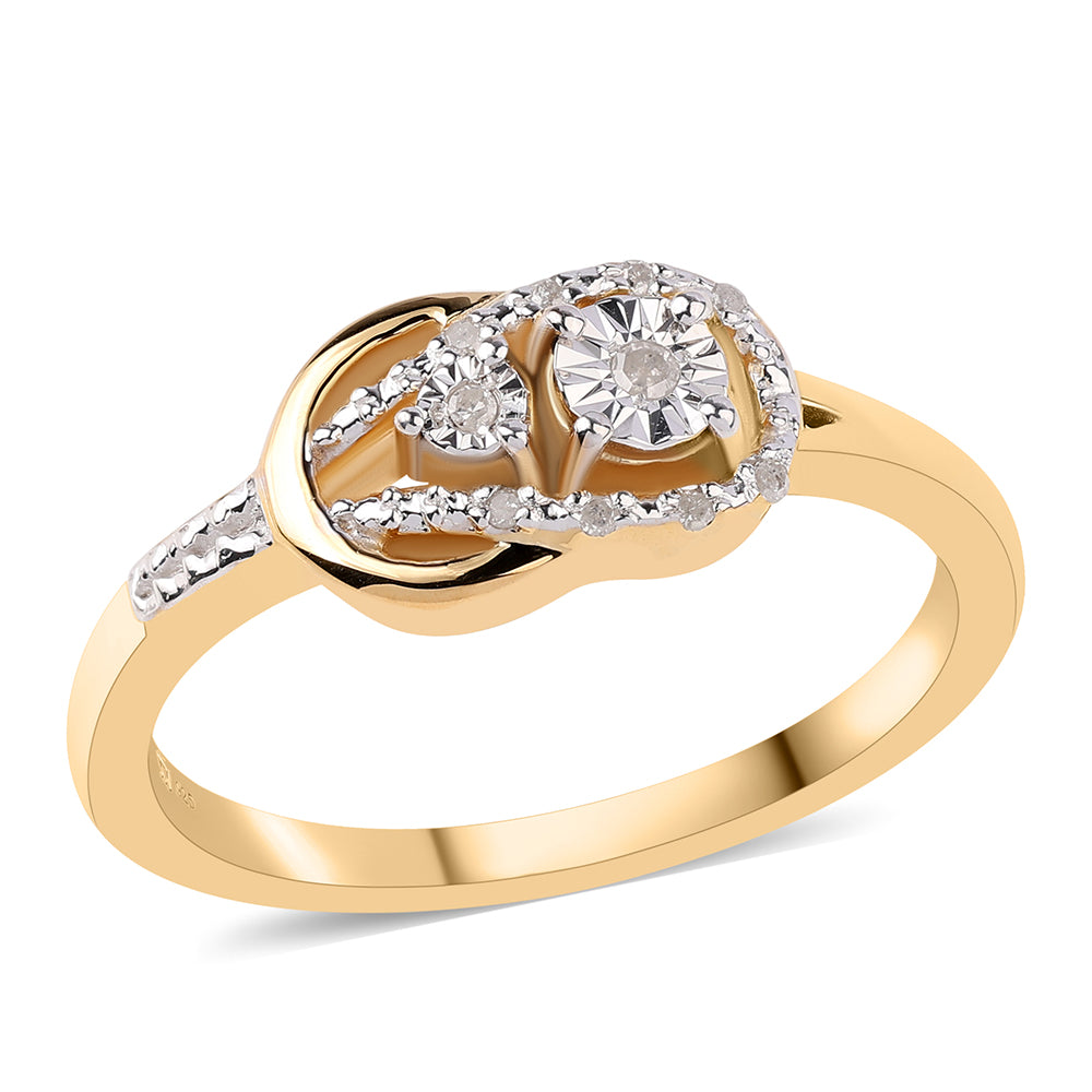 Goldplattierter Silberring mit weißem Diamant