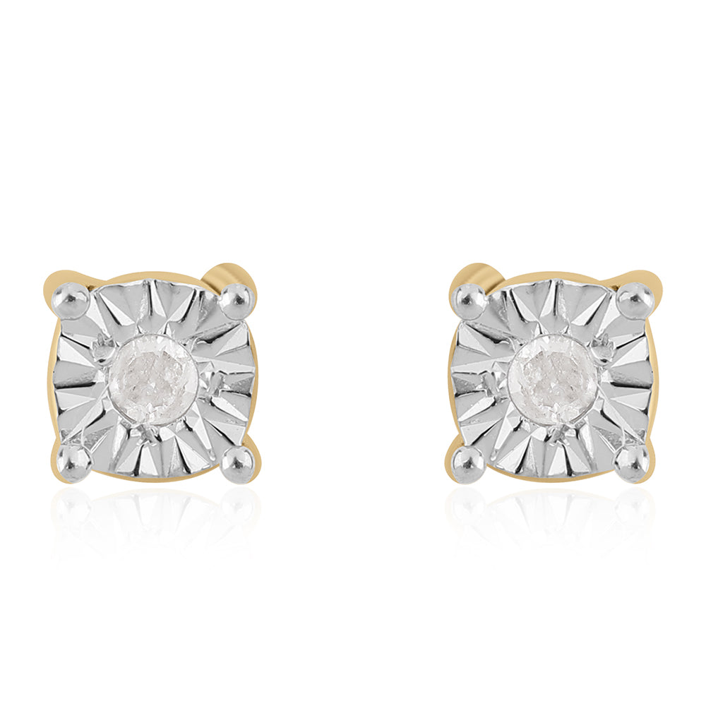 Goldplattierte Silberohrringe mit weißem Diamant