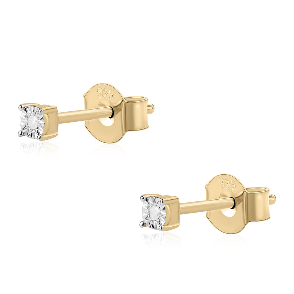 Goldplattierte Silberohrringe mit weißem Diamant 2 