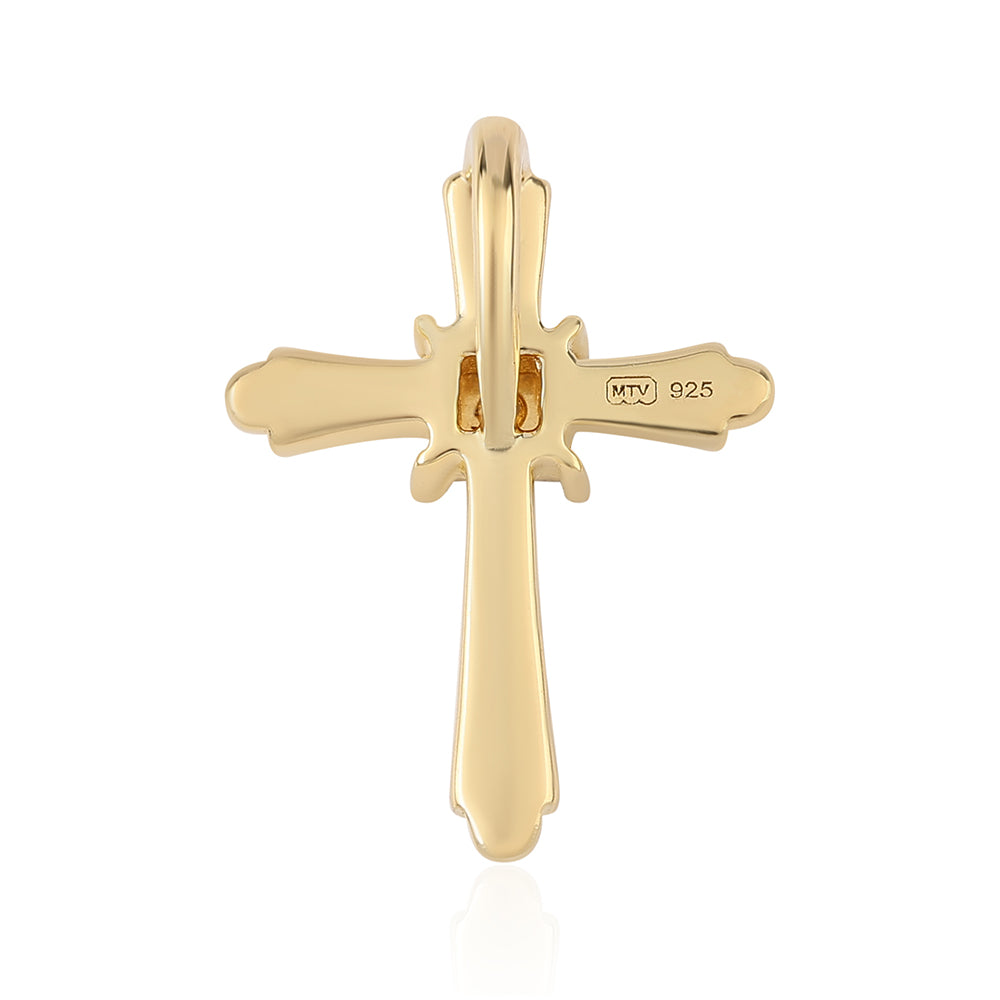 Goldplattierter Silberanhänger mit weißem Diamant