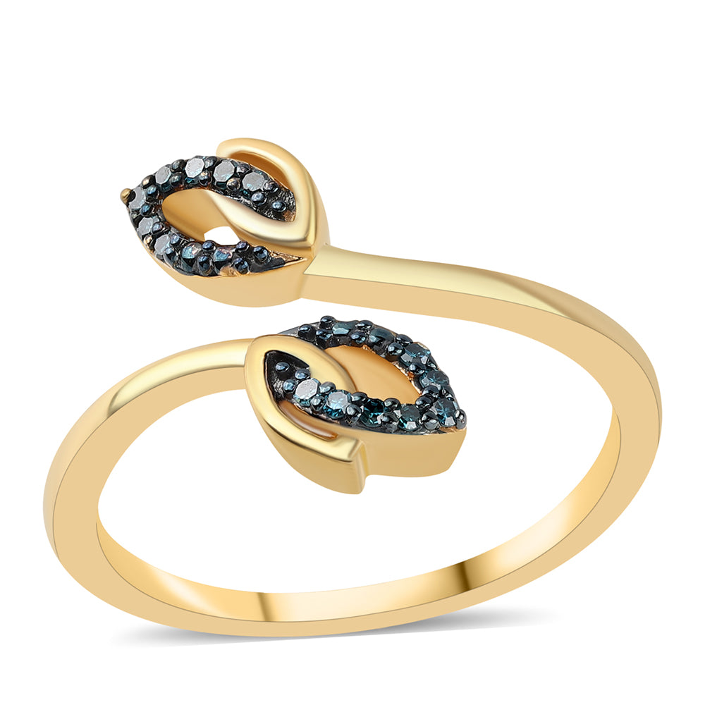 Goldplattierter Silberring mit blauem Diamant