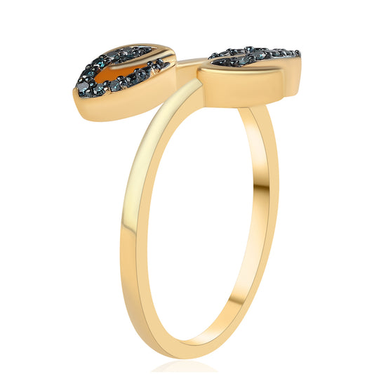 Goldplattierter Silberring mit blauem Diamant