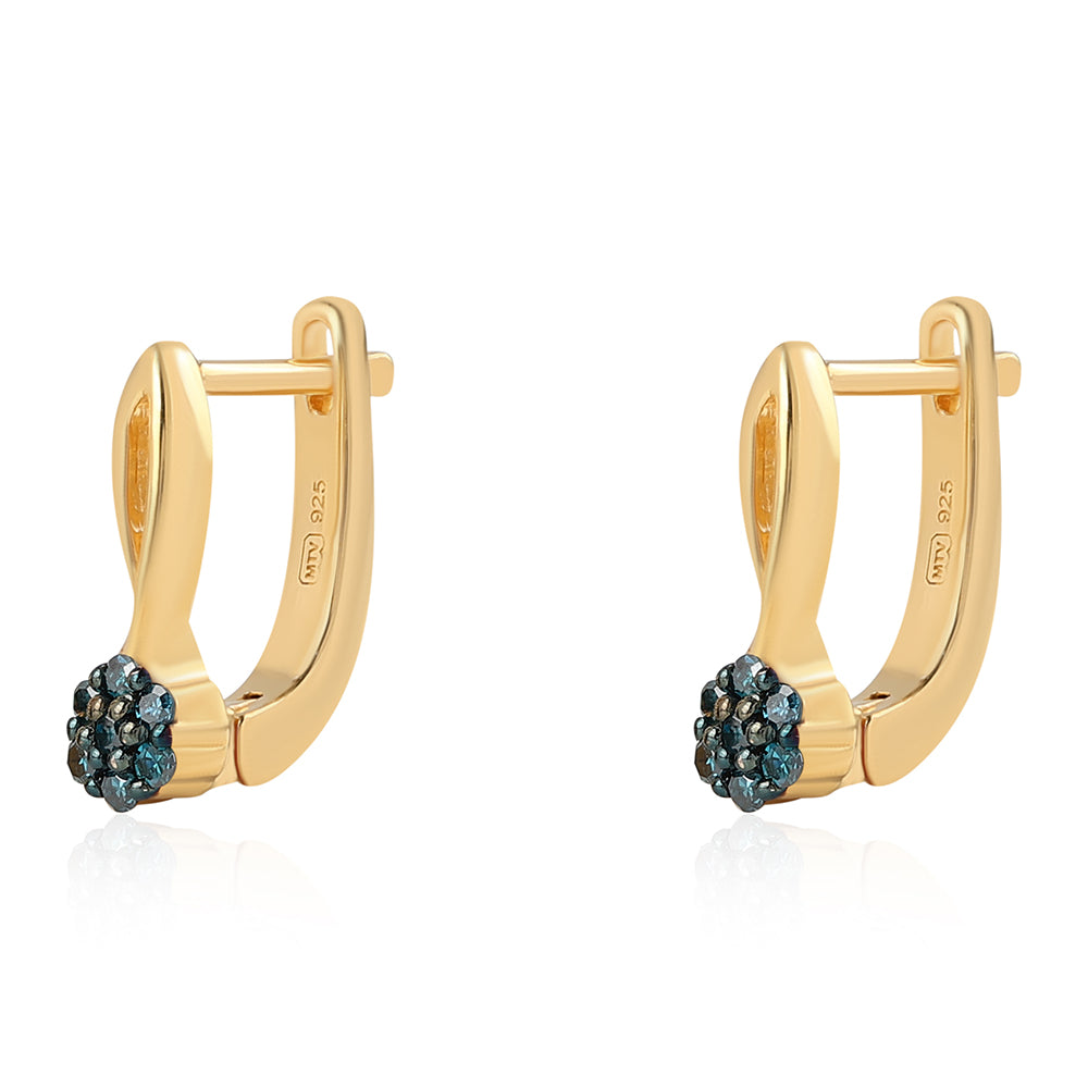 Goldplattierte Silberohrringe mit blauem Diamant 2 