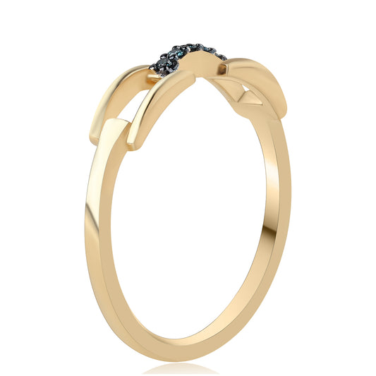 Goldplattierter Silberring mit blauem Diamant