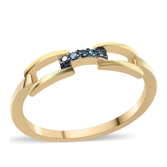 Goldplattierter Silberring mit blauem Diamant