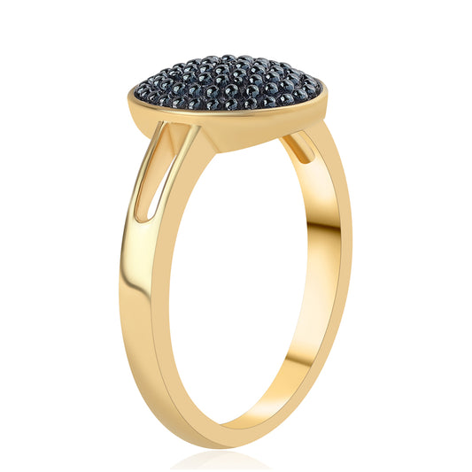 Goldplattierter Silberring mit blauem Diamant