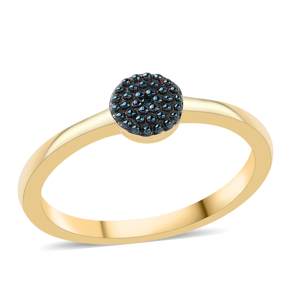 Goldplattierter Silberring mit blauem Diamant 1 