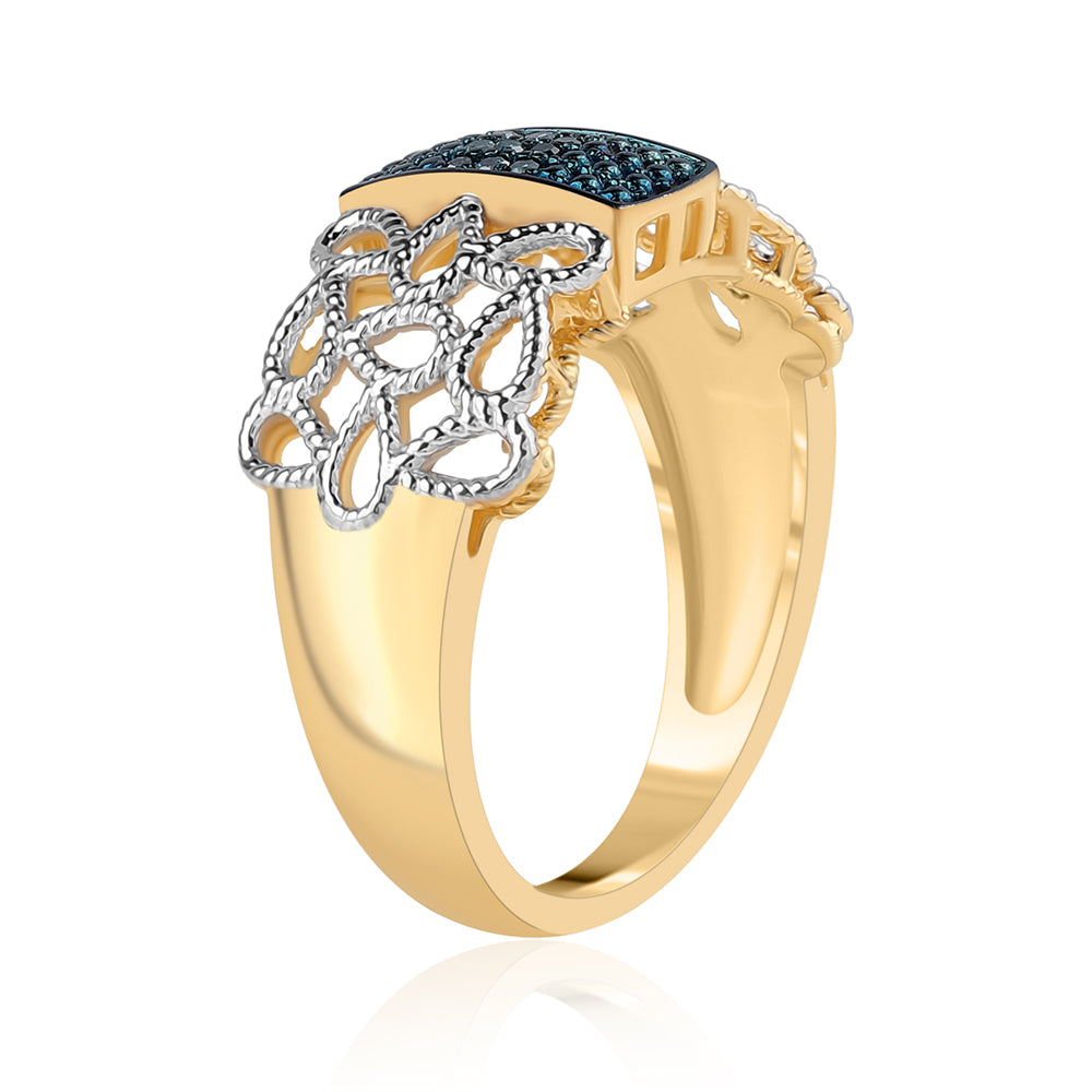 Goldplattierter Silberring mit blauem Diamant 2 